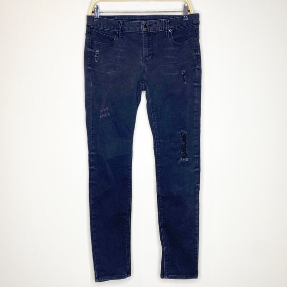 RtA Black Distressed Mid Rise Skinny Jeans Size 8 - Picture 1 of 8